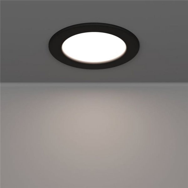Downlight LED RGB+TW preto de embutir Ø120mm FUEVA 6-Z, CTT (2700K-4000K-6500K), 5W 620Lm, IP44