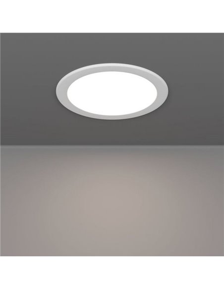 Downlight LED empotrable blanco RGB+TW Ø168mm blanco FUEVA 6-Z, IP44, CTT (2700K-4000K-6500K), 9,5W 1150Lm