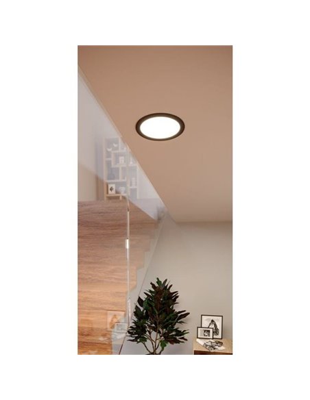 Downlight LED empotrable negro RGB+TW Ø168mm negro FUEVA 6-Z, IP44, CTT (2700K-4000K-6500K), 9,5W 1150Lm