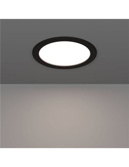 Downlight LED empotrable negro RGB+TW Ø168mm negro FUEVA 6-Z, IP44, CTT (2700K-4000K-6500K), 9,5W 1150Lm