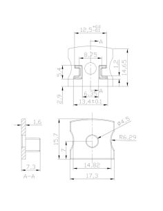 Tapa con agujero gris para perfil de aluminio 2000*17.1*15,3mm -TIRAS LED STRIPS- 2