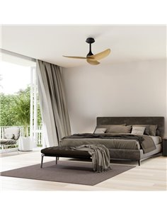 Ventilateur de plafond sans lumière, avec 3 pales en bois et blanc IPANEMA, 32W, Ø106cm, télécommande 2