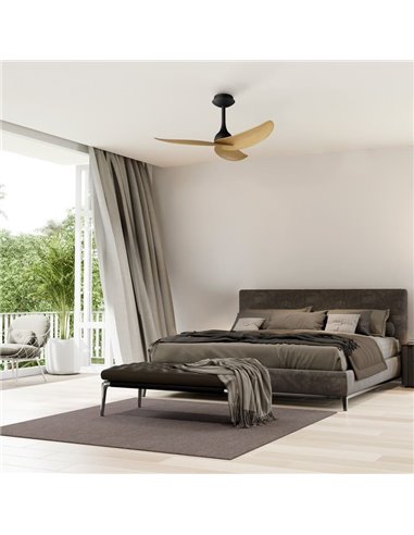 Ventilador  de techo sin luz, con 3 palas madera y blanco IPANEMA, 32W, Ø106cm, mando a distancia