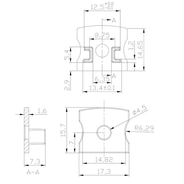 Tapa con agujero negro para perfil de aluminio 2000*17.1*15,3mm -TIRAS LED STRIPS-medidas