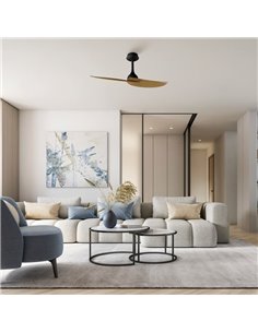 Ventilateur de plafond sans lumière, 32W IPANEMA, Ø106cm blanc et 2 pales en bois, avec télécommande 2