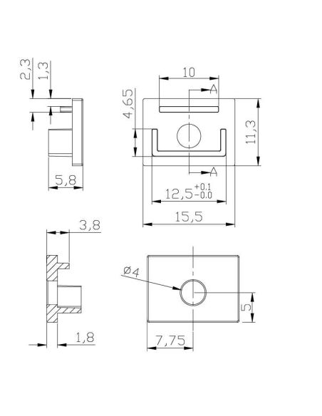 Tapa blanca con agujero para perfil de empotrar en escayola/yeso 2000*35*11mm -TIRAS LED STRIPS-medidas