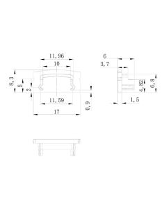 Tapa de perfil sin agujero aluminio negro 2000*17.1*8.5mm -TIRAS LED STRIPS- 2