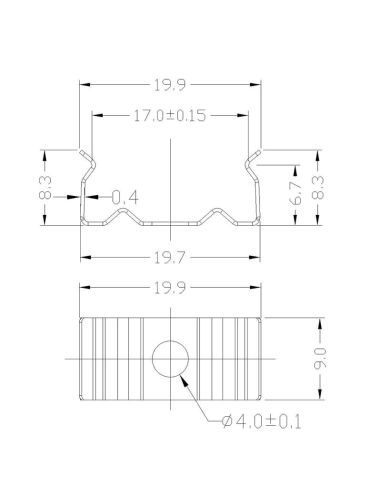 Clip de fijación de acero inoxidable 2000*17.3*15,3mm -TIRAS LED STRIPS-medidas