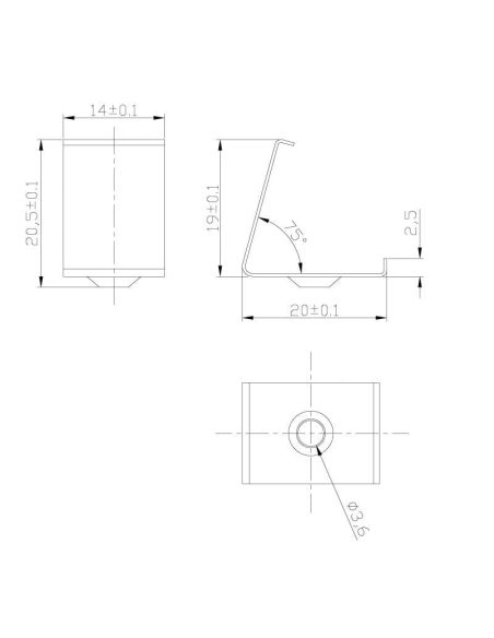 Clip de fijación de transparente 2000*18*18mm -TIRAS LED STRIPS-medidas