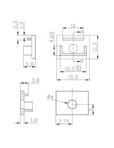 Cache blanc avec trou pour profilé encastré en plâtre/gypse 2000*56*15mm -BANDES LED- 2