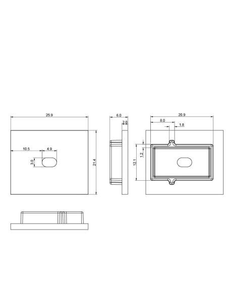Cache blanc avec trou pour profilé de sol 2000 x 21,3 x 26 mm - BANDES LED - dimensions