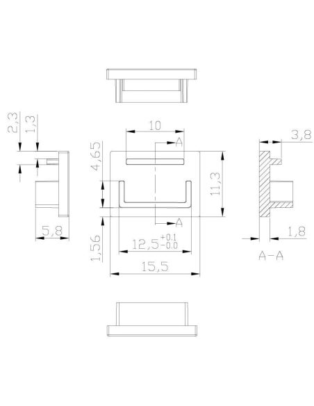 Tapa blanca sin agujero para perfil de empotrar en escayola/yeso 2000*35*11mm -TIRAS LED STRIPS-medidas