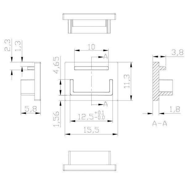 Tapa blanca sin agujero para perfil de empotrar en escayola/yeso 2000*35*11mm -TIRAS LED STRIPS-medidas