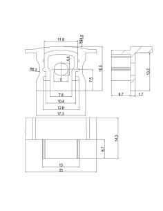 Tapa gris con agujero para perfil de aluminio empotrable 2000*17.3*15,3mm -TIRAS LED STRIPS- 2