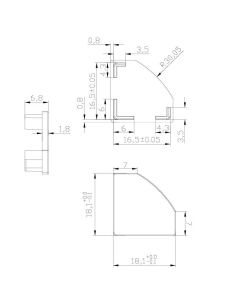 Cache noir sans trou pour profilé d'angle 2000*18*18mm -BANDES LED- 2