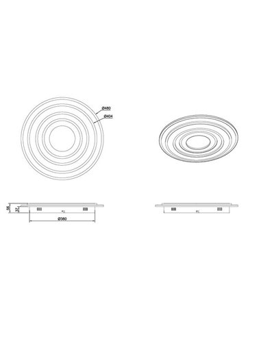 Luminária de teto COSTA LED com vários círculos, 48 cm de diâmetro, 50 W, 5850 lm, regulável, 2700-6500 K, IP20