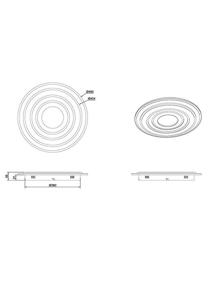 Plafonnier LED COSTA avec différents cercles, diamètre 48 cm, 50 W, 5 850 lm, dimmable, 2 700-6 500 K, IP20
