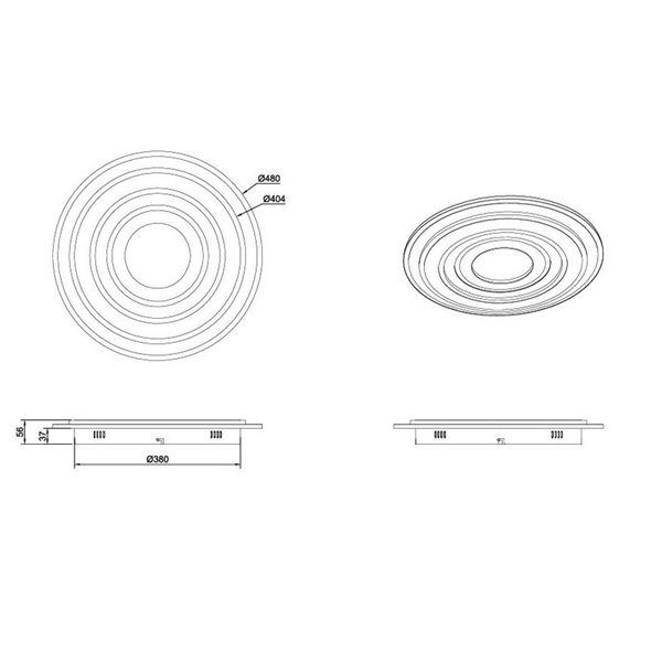 Plafonnier LED COSTA avec différents cercles, diamètre 48 cm, 50 W, 5 850 lm, dimmable, 2 700-6 500 K, IP20