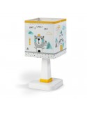 Lámpara de Sobremesa Blanca y amarilla de diseño infantil cuadrada barata Serie Hello Little de dalber | LeonLeds Iluminación