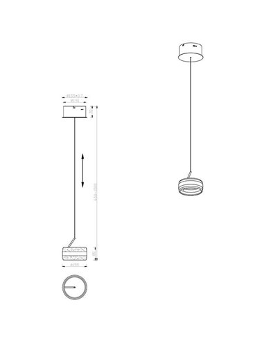 Lámpara de techo LED DIOS 8W 800lm, regulable 2300+3000+4000K, altura ajustable IP20