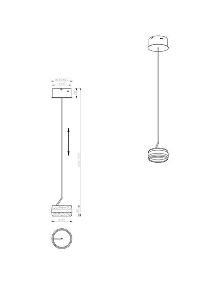 Lámpara de techo LED DIOS 8W 800lm, regulable 2300+3000+4000K, altura ajustable IP20