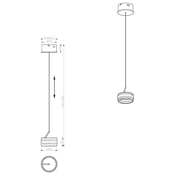 Lámpara de techo LED DIOS 8W 800lm, regulable 2300+3000+4000K, altura ajustable IP20