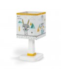 Lámpara de Sobremesa Blanca y amarilla de diseño infantil cuadrada barata Serie Hello Little de dalber | LeonLeds Iluminación