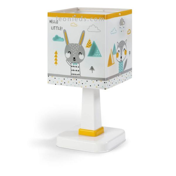 Lámpara de Sobremesa Blanca y amarilla de diseño infantil cuadrada barata Serie Hello Little de dalber | LeonLeds Iluminación