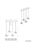Lámpara de techo 4 luces LED DIOS 80W 4x 800lm, 2300+3000+4000K, altura ajustable IP20
