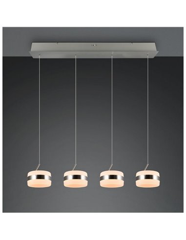 Lámpara de techo 4 luces LED DIOS 80W 4x 800lm, 2300+3000+4000K, altura ajustable IP20