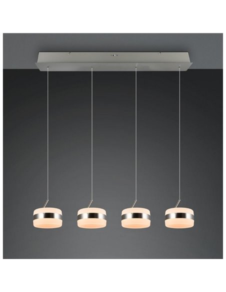 Lámpara de techo 4 luces LED DIOS 80W 4x 800lm, 2300+3000+4000K, altura ajustable IP20