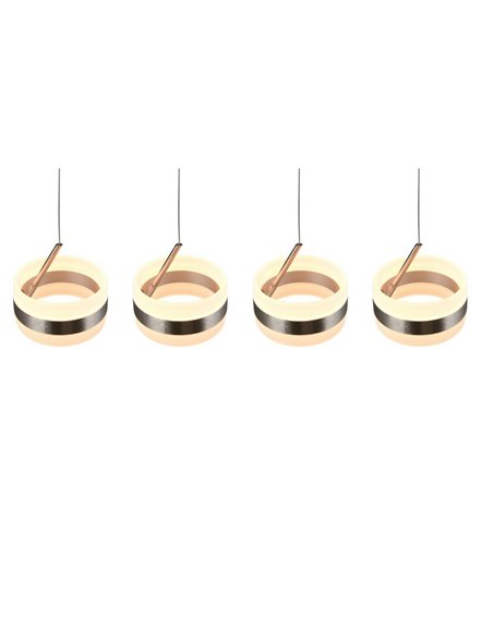 Lámpara de techo 4 luces LED DIOS 80W 4x 800lm, 2300+3000+4000K, altura ajustable IP20