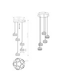 Lámpara de techo con plafón 5 luces LED DIOS 800lm, regulable 2300+3000+4000K IP20