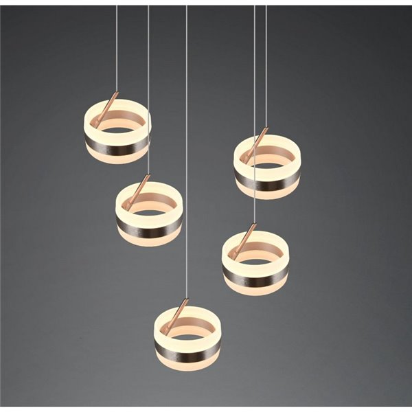 Lámpara de techo con plafón 5 luces LED DIOS 800lm, regulable 2300+3000+4000K IP20