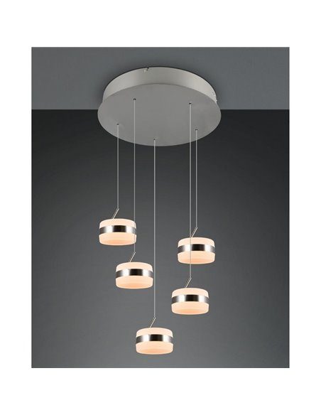 Lámpara de techo con plafón 5 luces LED DIOS 800lm, regulable 2300+3000+4000K IP20