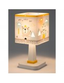 Lámpara de Sobremesa Blanca y amarilla de diseño infantil cuadrada barata Serie Hello Little de dalber | LeonLeds Iluminación