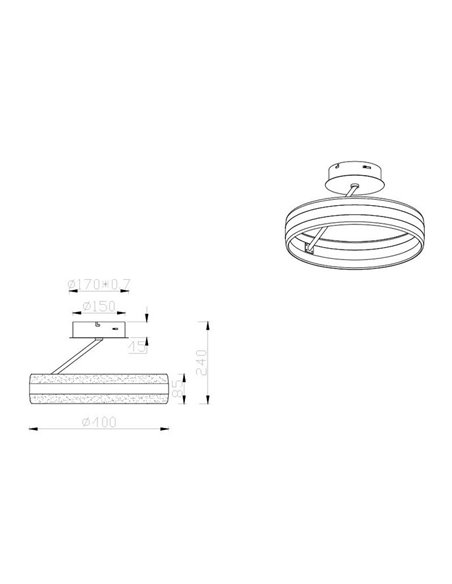 Plafón de techo LED DIOS 21W 40cm diámetro, 2400lm, 2300+3000+4000K IP20