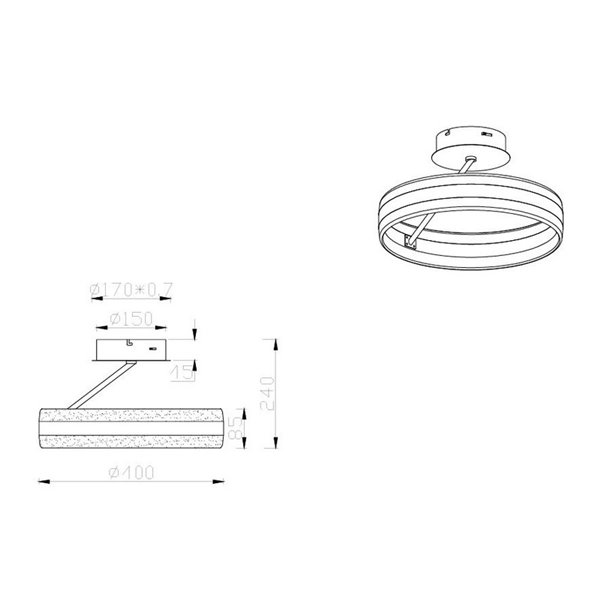 Plafón de techo LED DIOS 21W 40cm diámetro, 2400lm, 2300+3000+4000K IP20