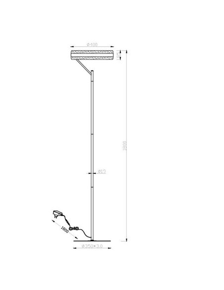 Lámpara de pie LED DIOS altura 180cm 21W 2500lm, regulable con sensor táctil 2300+3000+4000K IP20