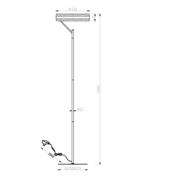 Lampadaire LED DIOS hauteur 180cm 21W 2500lm, dimmable avec capteur tactile 2300+3000+4000K IP20