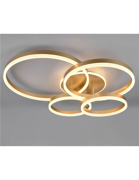 Luminária de teto DRAKE dourada com vários círculos 50W 5850lm, regulável 2700 - 6500K 80x70cm IP20