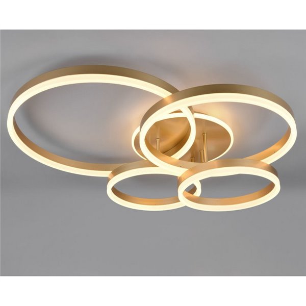 Plafón de techo DRAKE dorado varios círculos 50W 5850lm, regulable 2700 - 6500K 80x70cm IP20