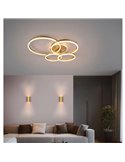 Plafón de techo DRAKE dorado varios círculos 50W 5850lm, regulable 2700 - 6500K 80x70cm IP20
