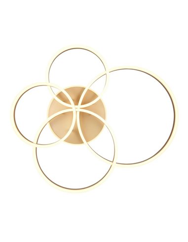 Plafón de techo DRAKE dorado varios círculos 50W 5850lm, regulable 2700 - 6500K 80x70cm IP20