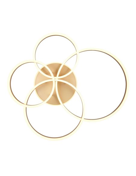 Plafón de techo DRAKE dorado varios círculos 50W 5850lm, regulable 2700 - 6500K 80x70cm IP20
