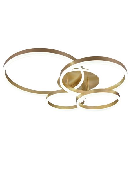 Plafón de techo DRAKE dorado varios círculos 50W 5850lm, regulable 2700 - 6500K 80x70cm IP20