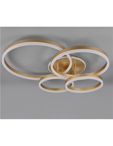 Plafón de techo DRAKE dorado varios círculos 50W 5850lm, regulable 2700 - 6500K 80x70cm IP20