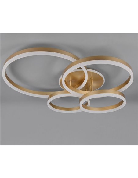 Plafón de techo DRAKE dorado varios círculos 50W 5850lm, regulable 2700 - 6500K 80x70cm IP20