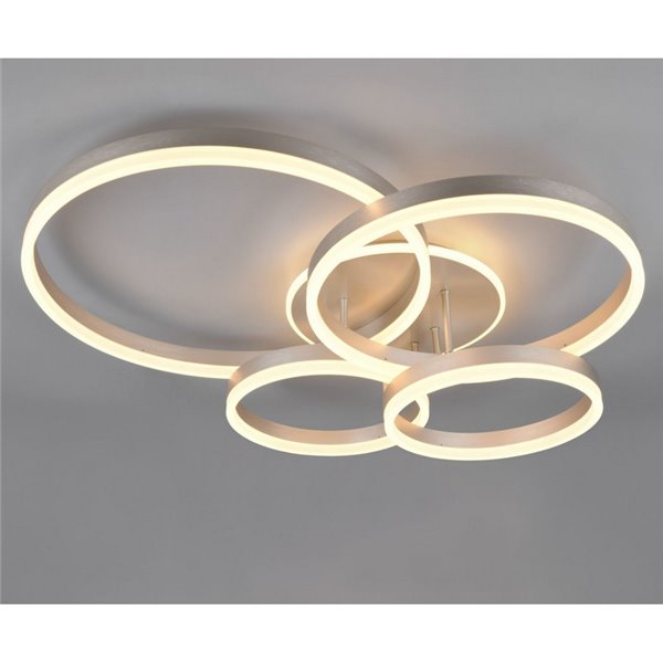 Plafón de techo DRAKE níquel varios círculos 50W 5850lm, regulable 2700 - 6500K 80x70cm IP20