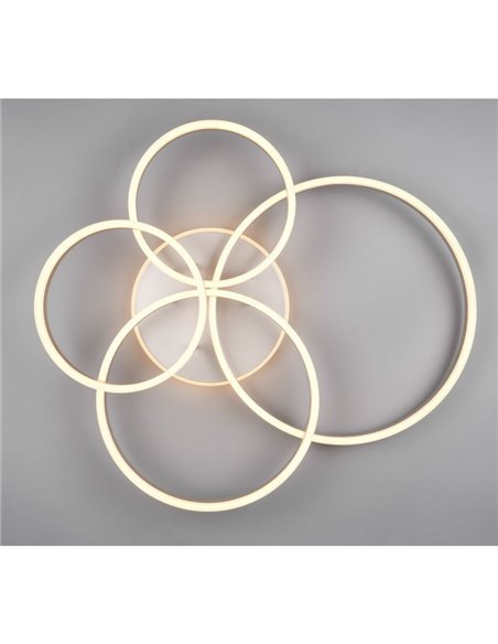 Luminária de teto DRAKE em níquel com vários círculos 50W 5850lm, regulável 2700 - 6500K 80x70cm IP20